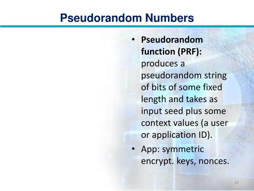 pseudorandom numbers 15