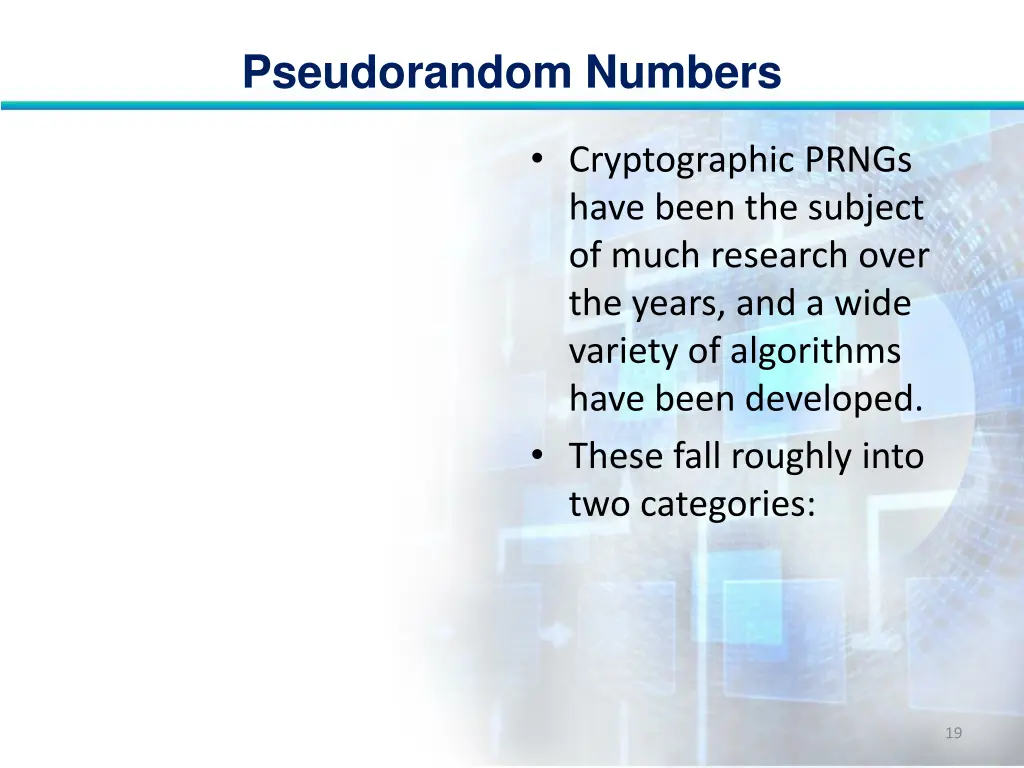 pseudorandom numbers 18