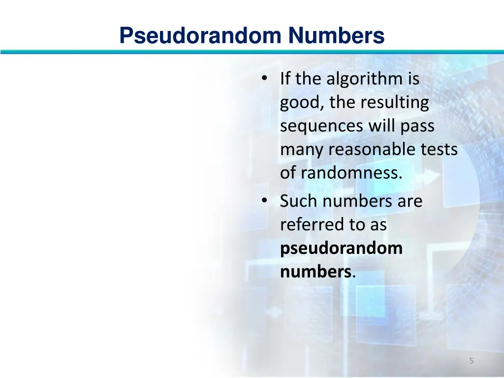 pseudorandom numbers 4