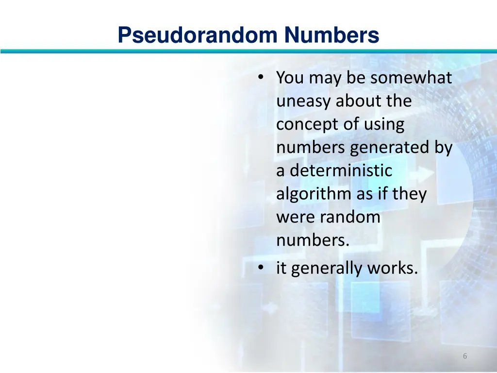 pseudorandom numbers 5