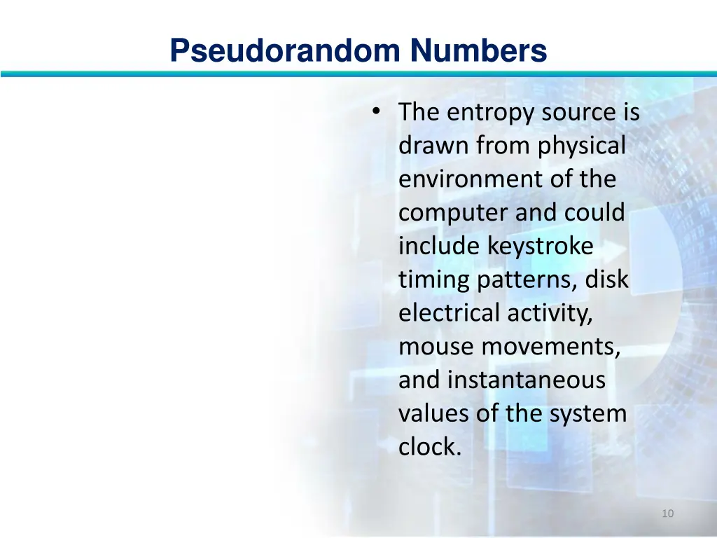 pseudorandom numbers 9