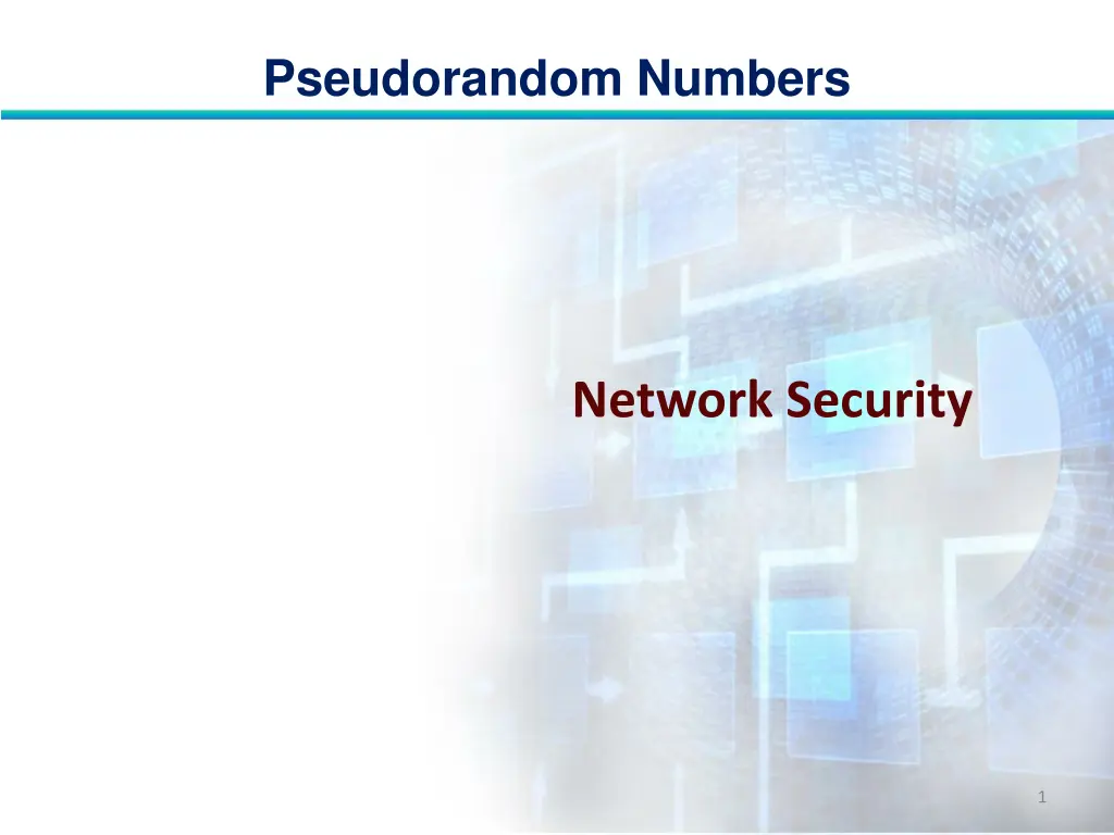 pseudorandom numbers