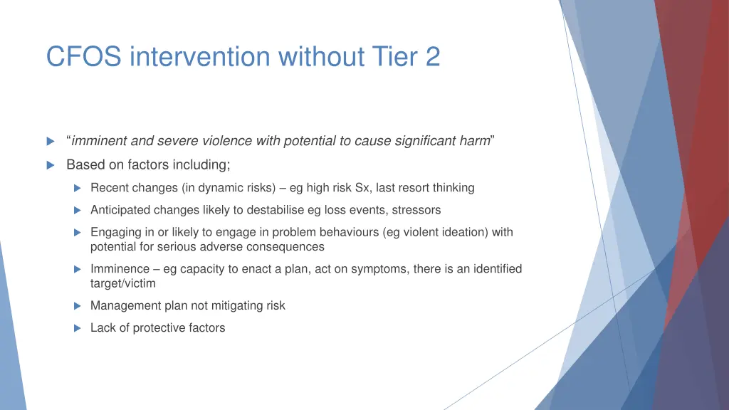 cfos intervention without tier 2