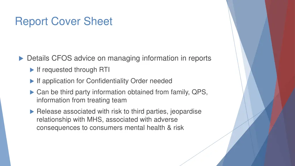 report cover sheet