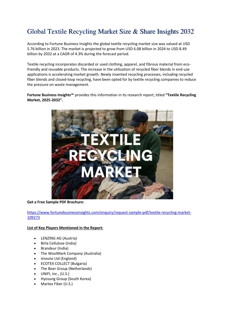 global textile recycling market size share