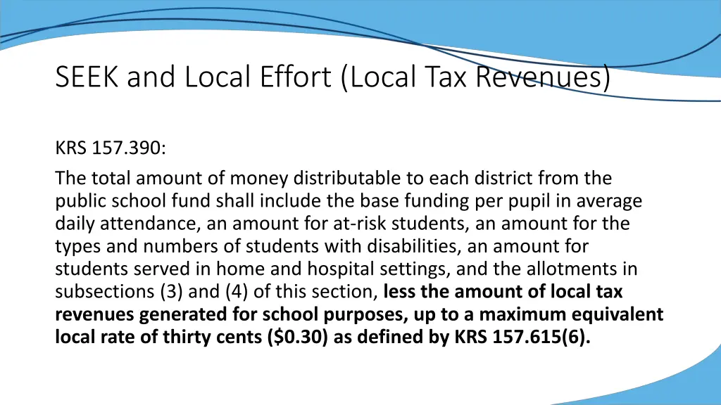 seek and local effort local tax revenues