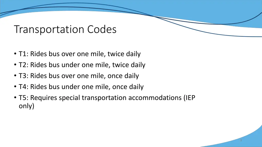 transportation codes