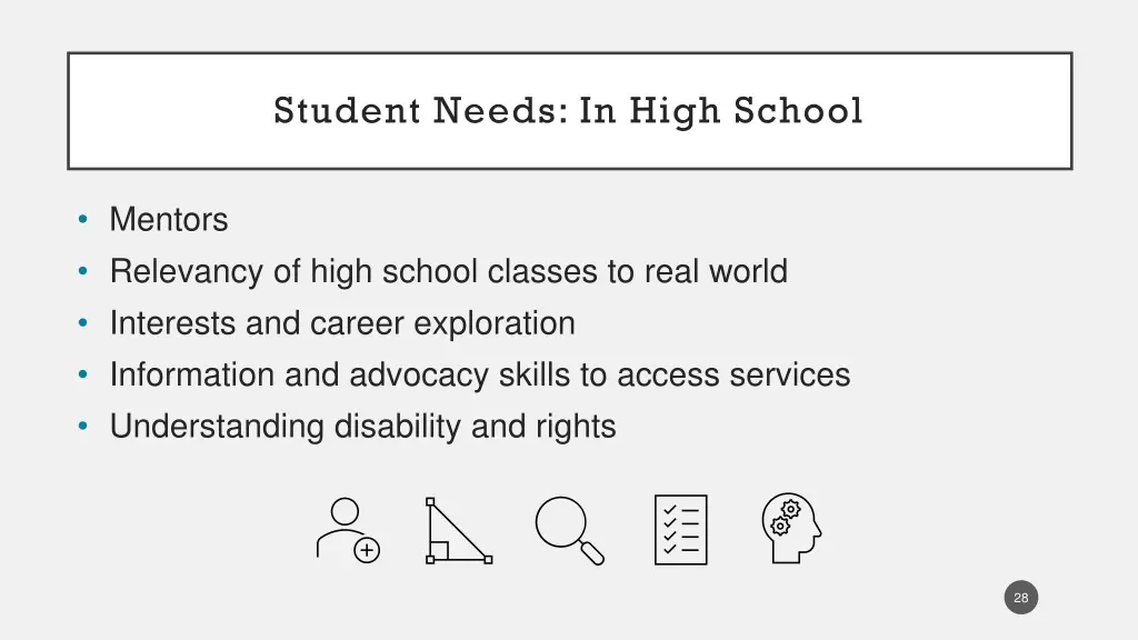 student needs in high school