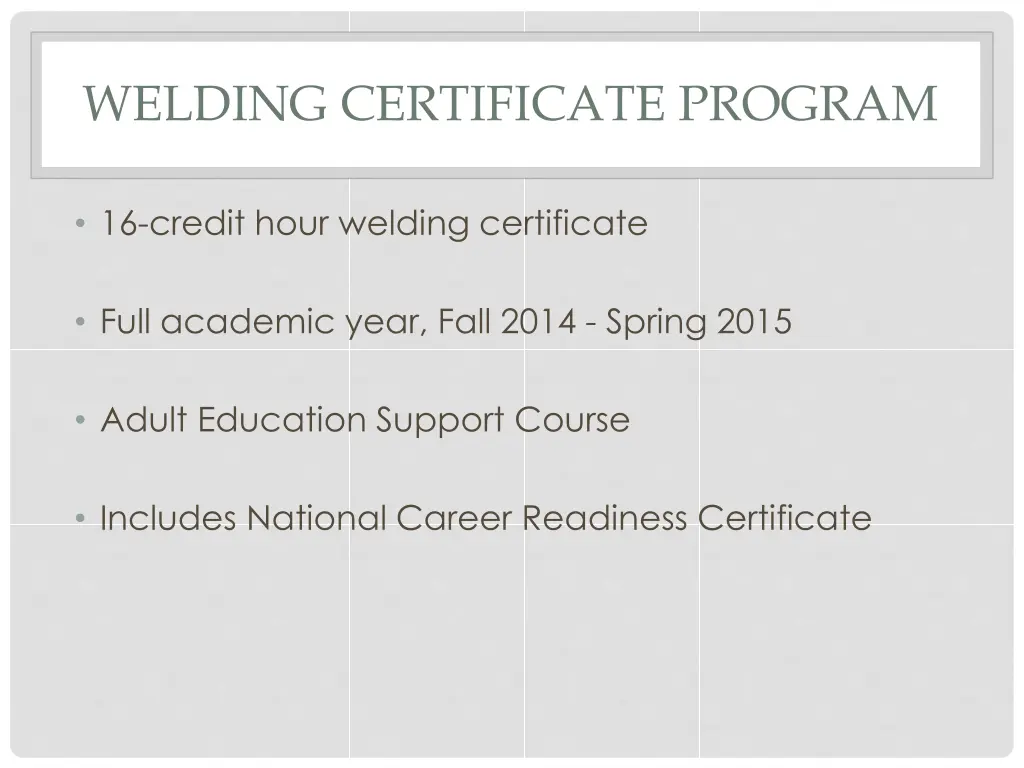 welding certificate program