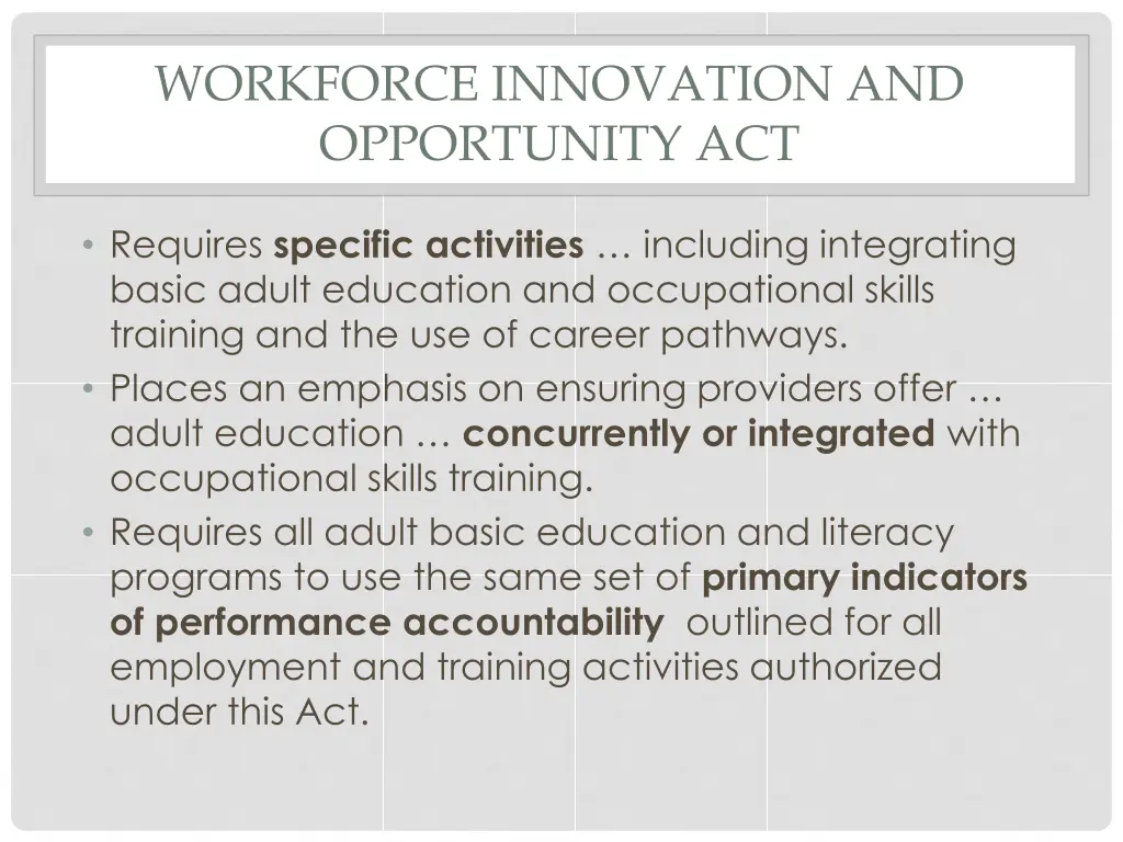 workforce innovation and opportunity act