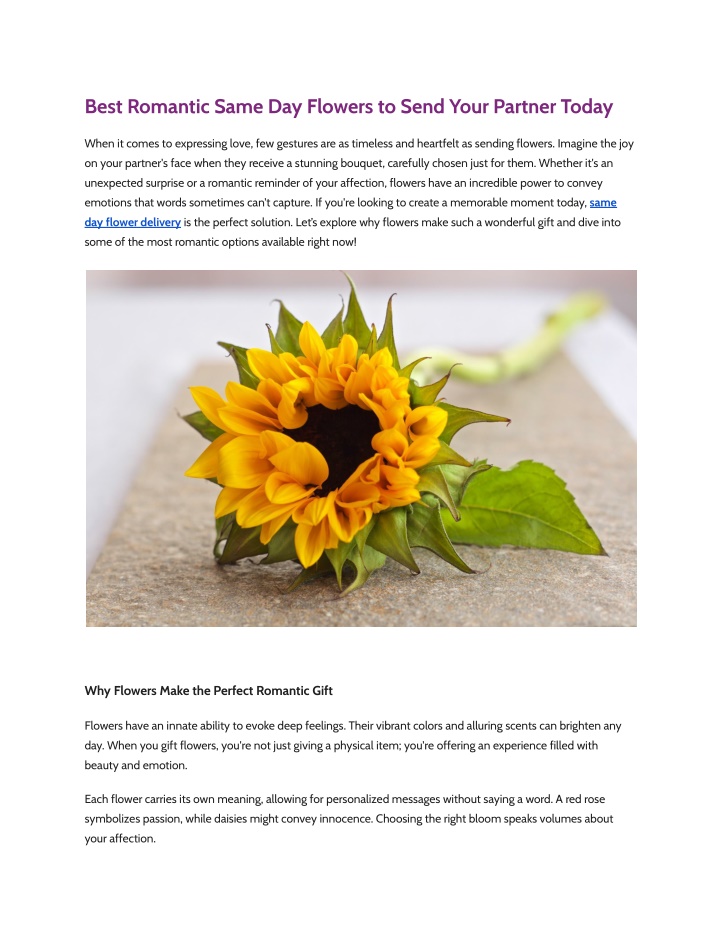 best romantic same day flowers to send your