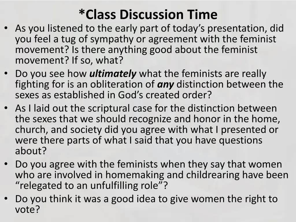 class discussion time 1