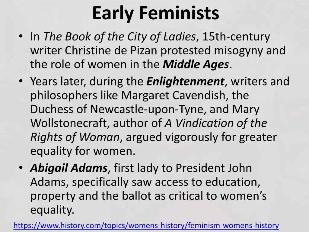 early feminists 1