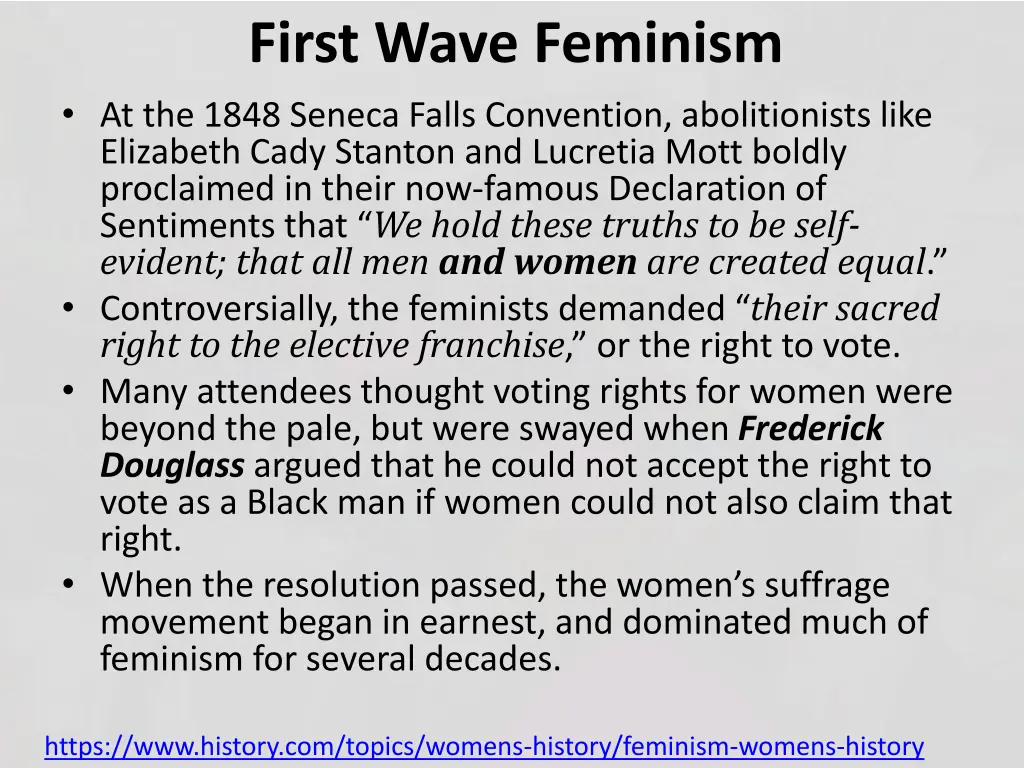 first wave feminism at the 1848 seneca falls