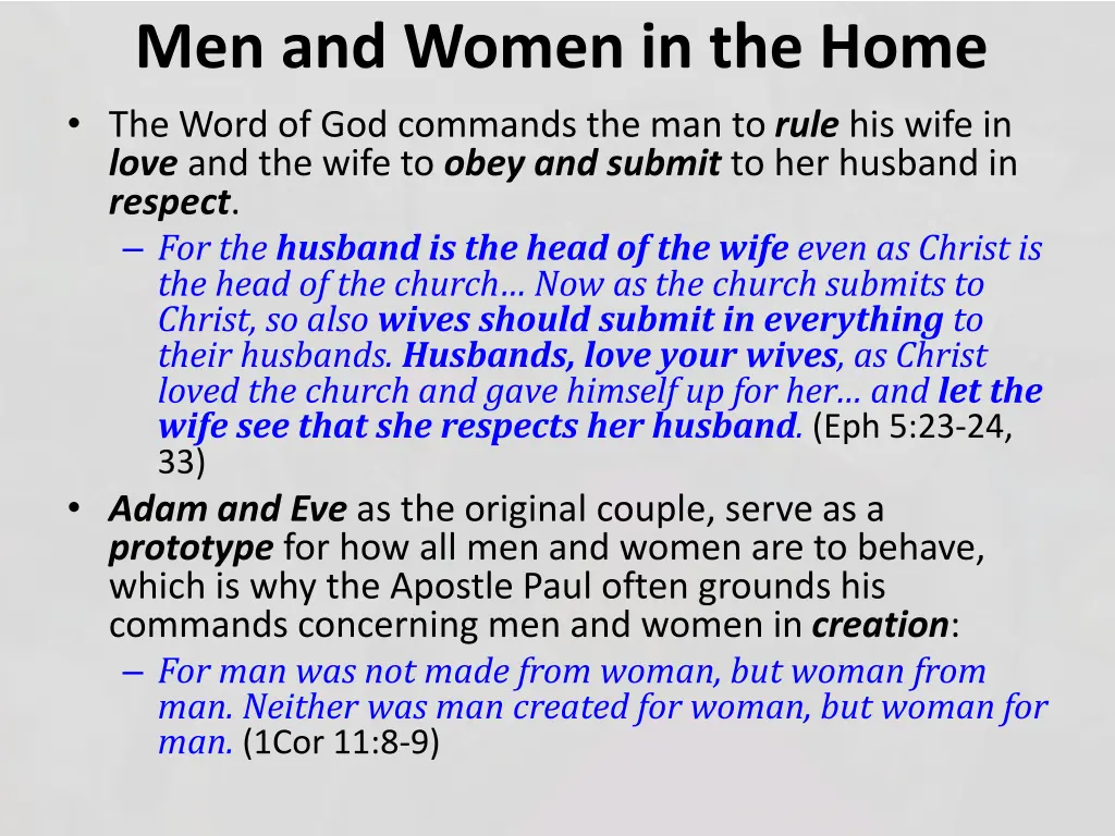 men and women in the home the word