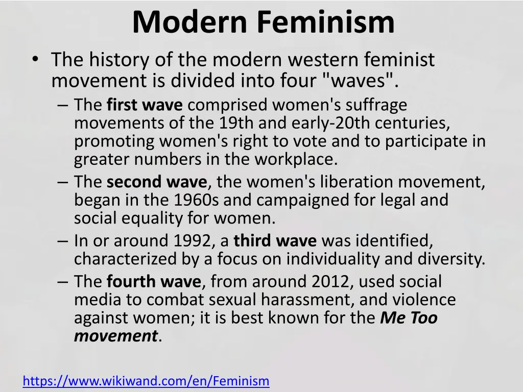 modern feminism the history of the modern western