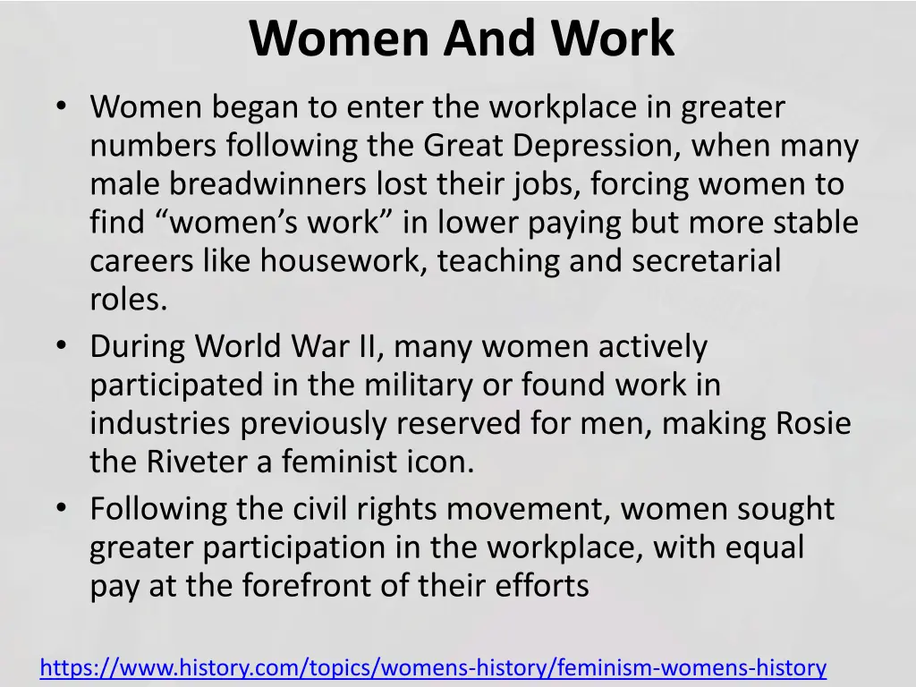 women and work women began to enter the workplace