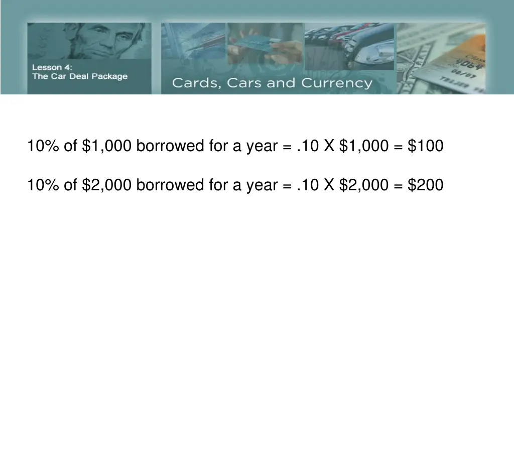 10 of 1 000 borrowed for a year 10 x 1 000 100 1