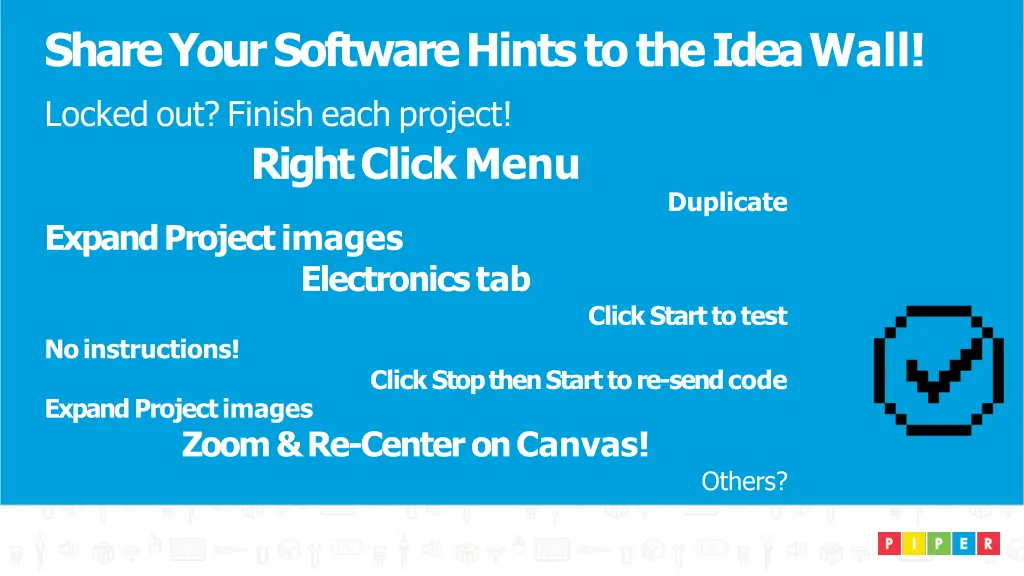 share your software hints to the idea wall locked