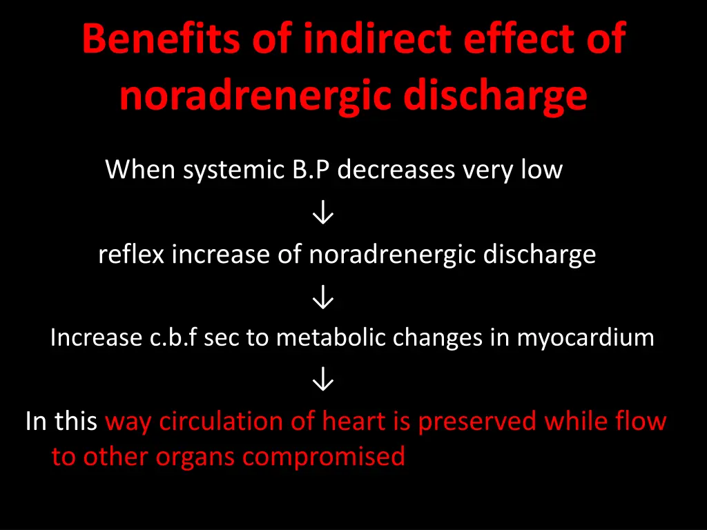 benefits of indirect effect of noradrenergic