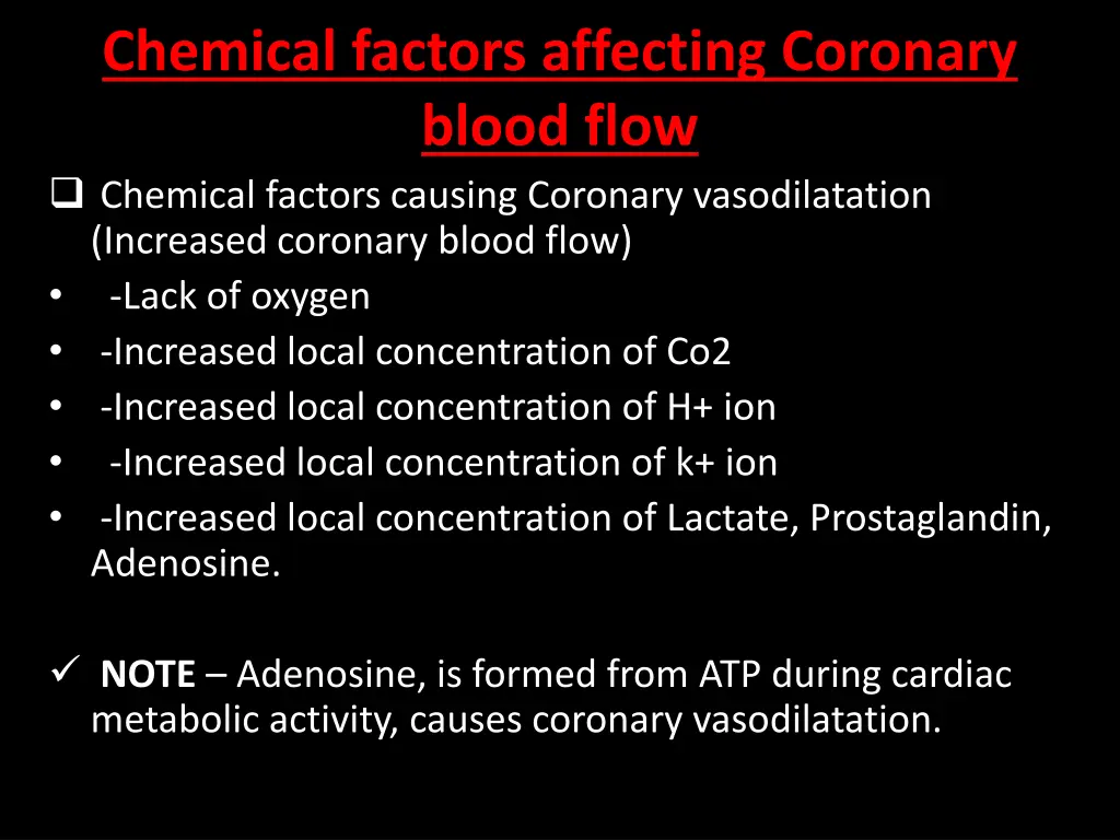 chemical factors affecting coronary blood flow