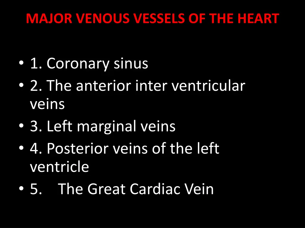 major venous vessels of the heart