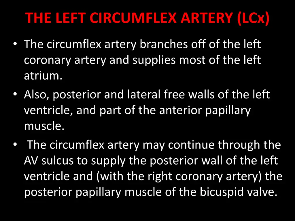 the left circumflex artery lcx