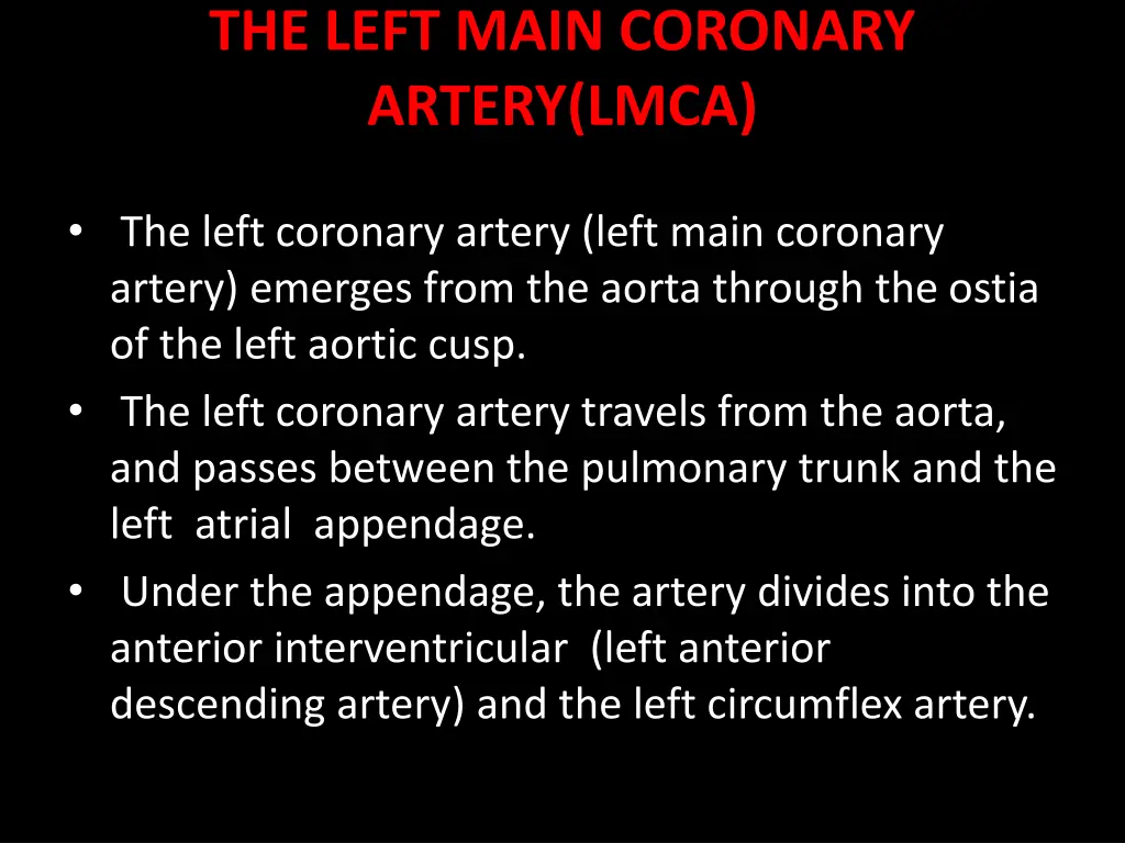 the left main coronary artery lmca