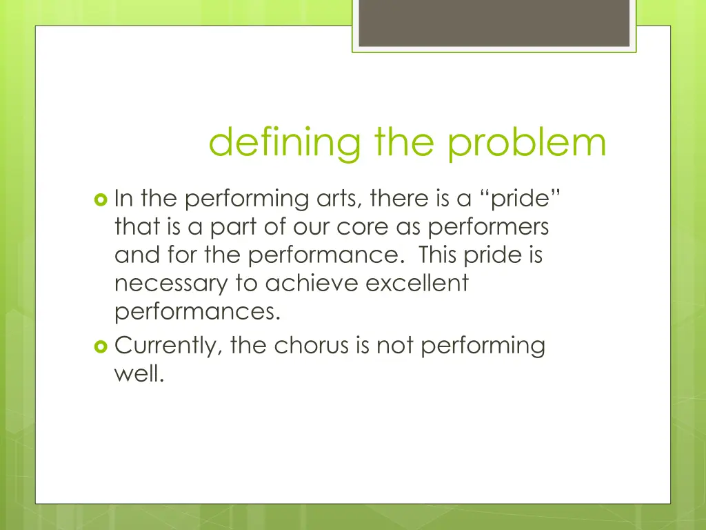 defining the problem