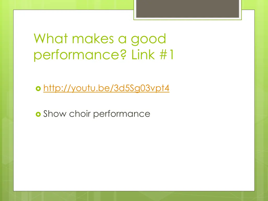 what makes a good performance link 1
