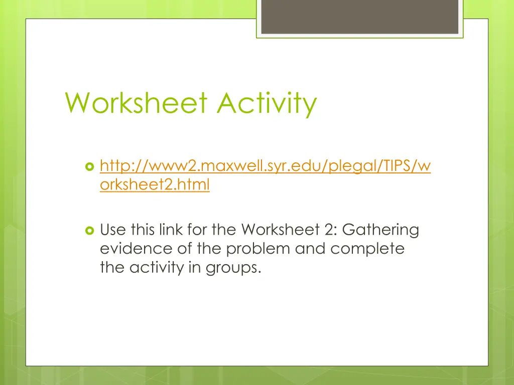 worksheet activity