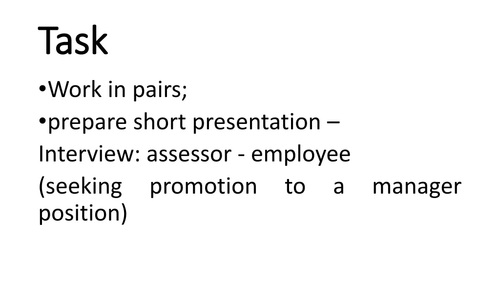 task task work in pairs prepare short