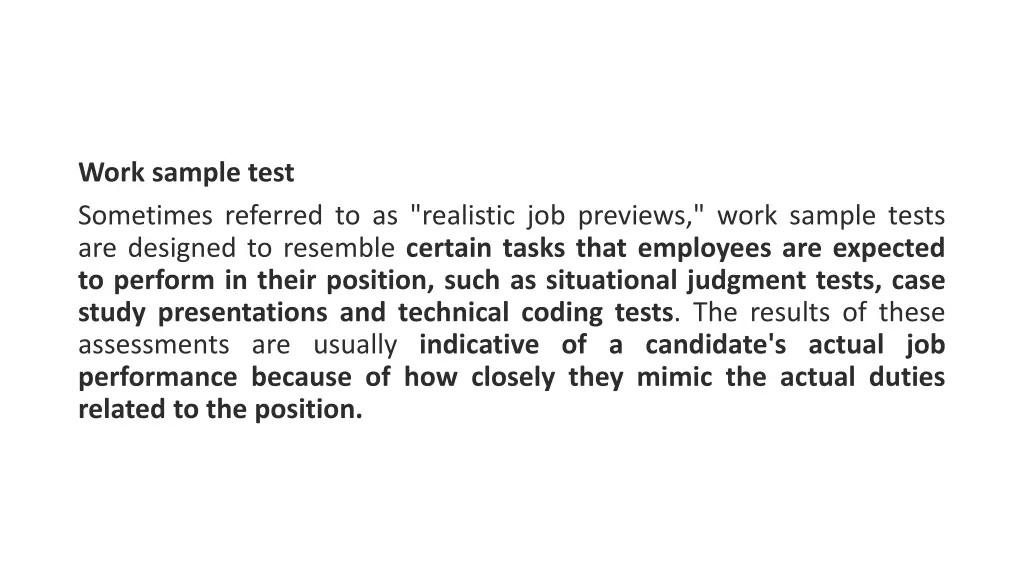 work sample test sometimes referred