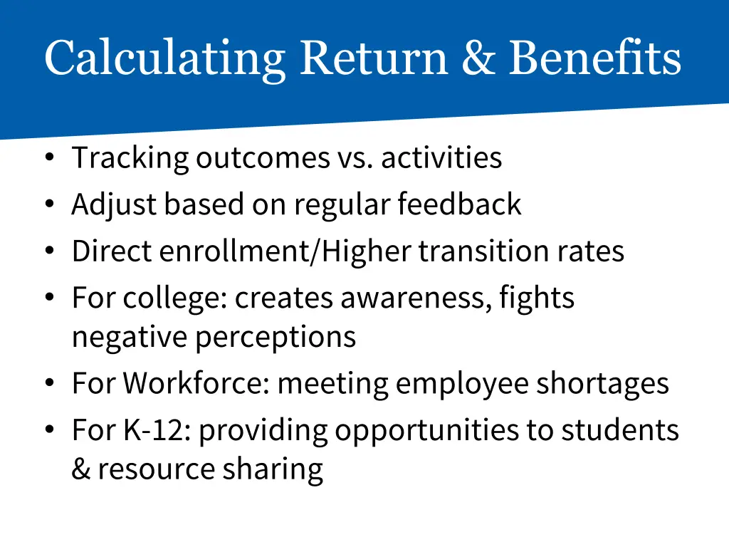 calculating return benefits