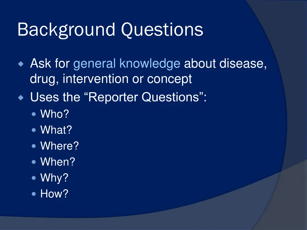 background questions