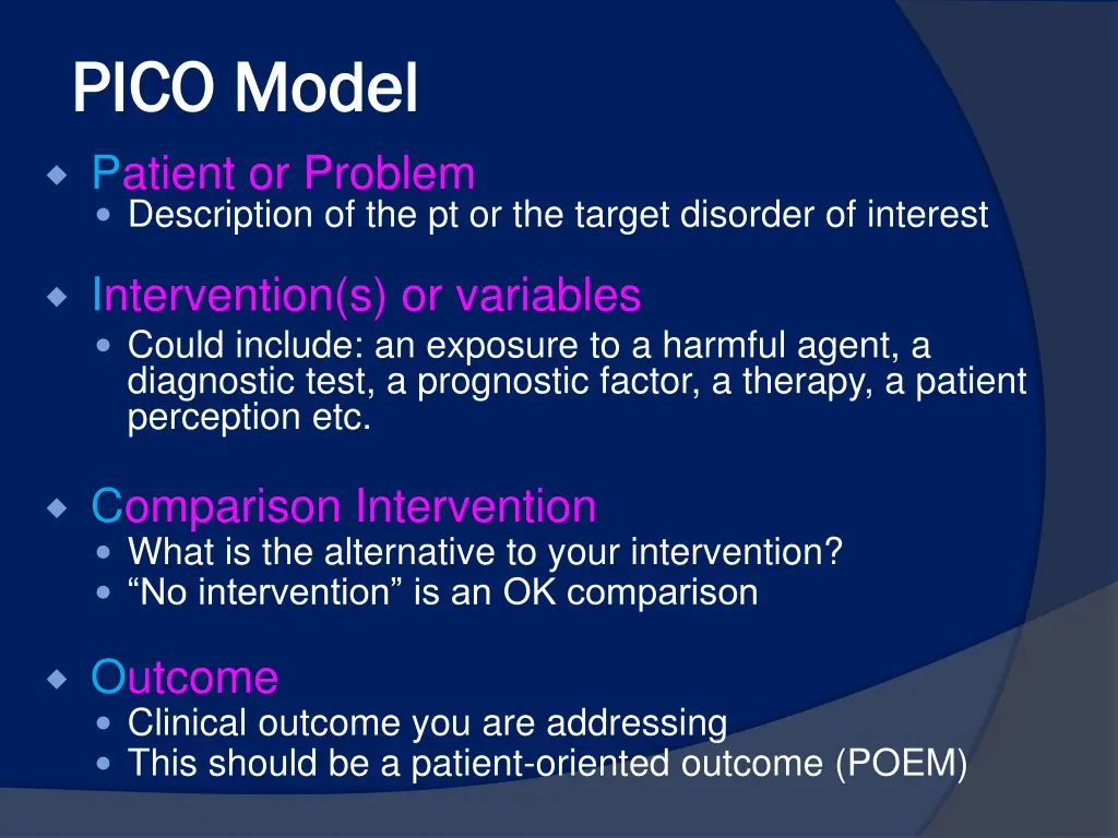 pico model pico model patient or problem
