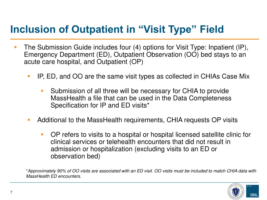 inclusion of outpatient in visit type field