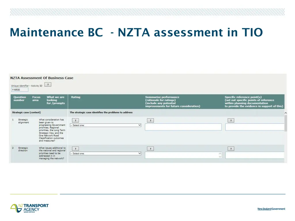 maintenance bc nzta assessment in tio