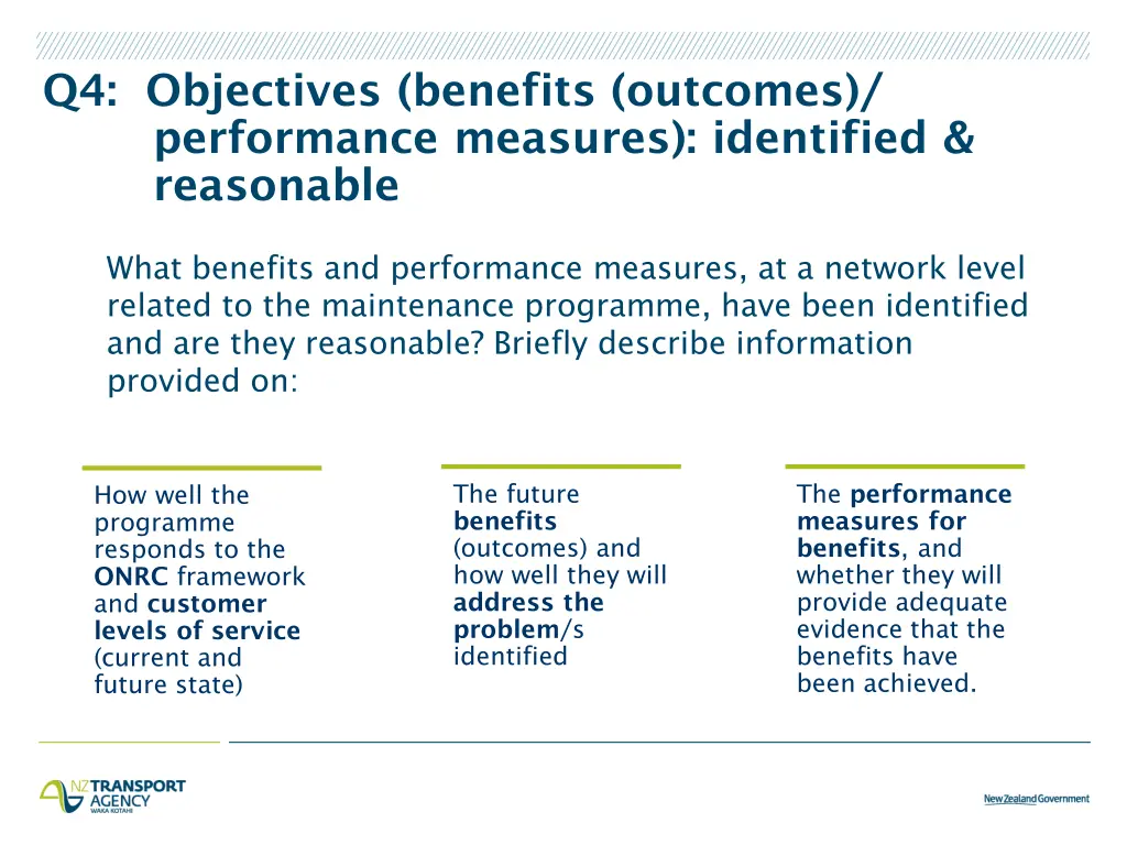 q4 objectives benefits outcomes performance