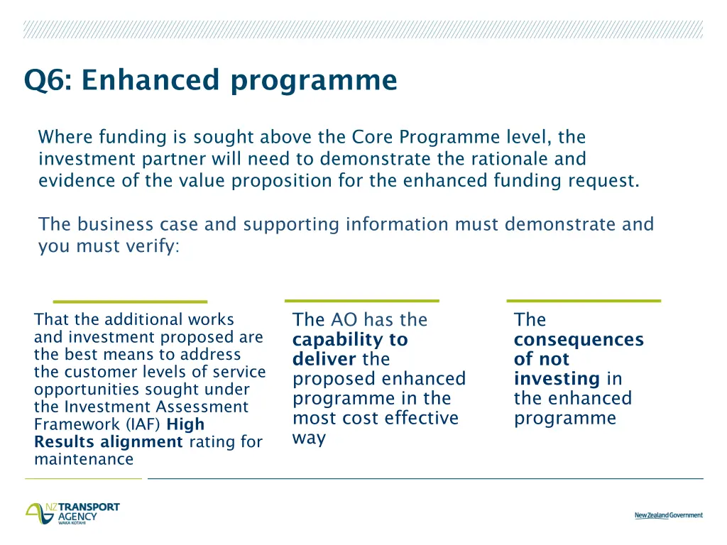 q6 enhanced programme