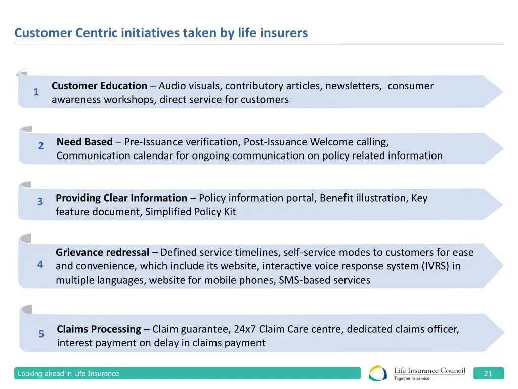customer centric initiatives taken by life