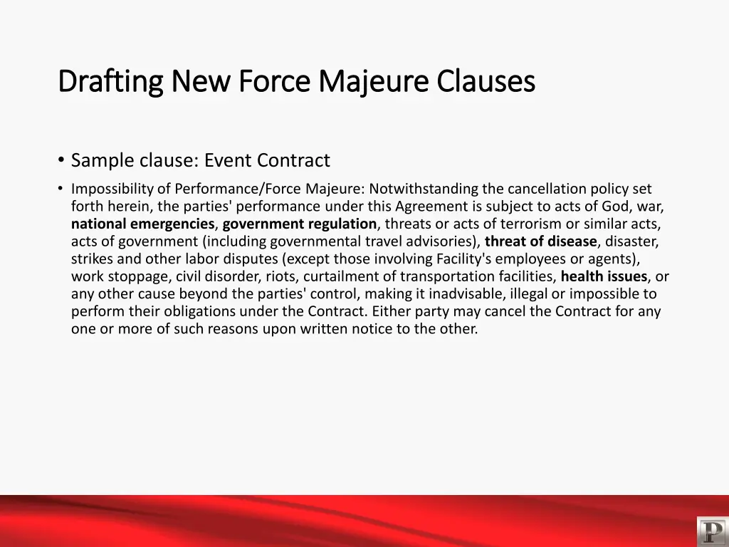 drafting new force majeure clauses drafting