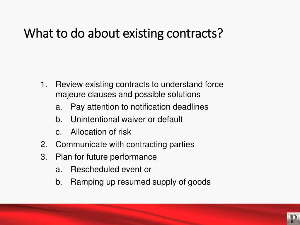 what to do about existing contracts what