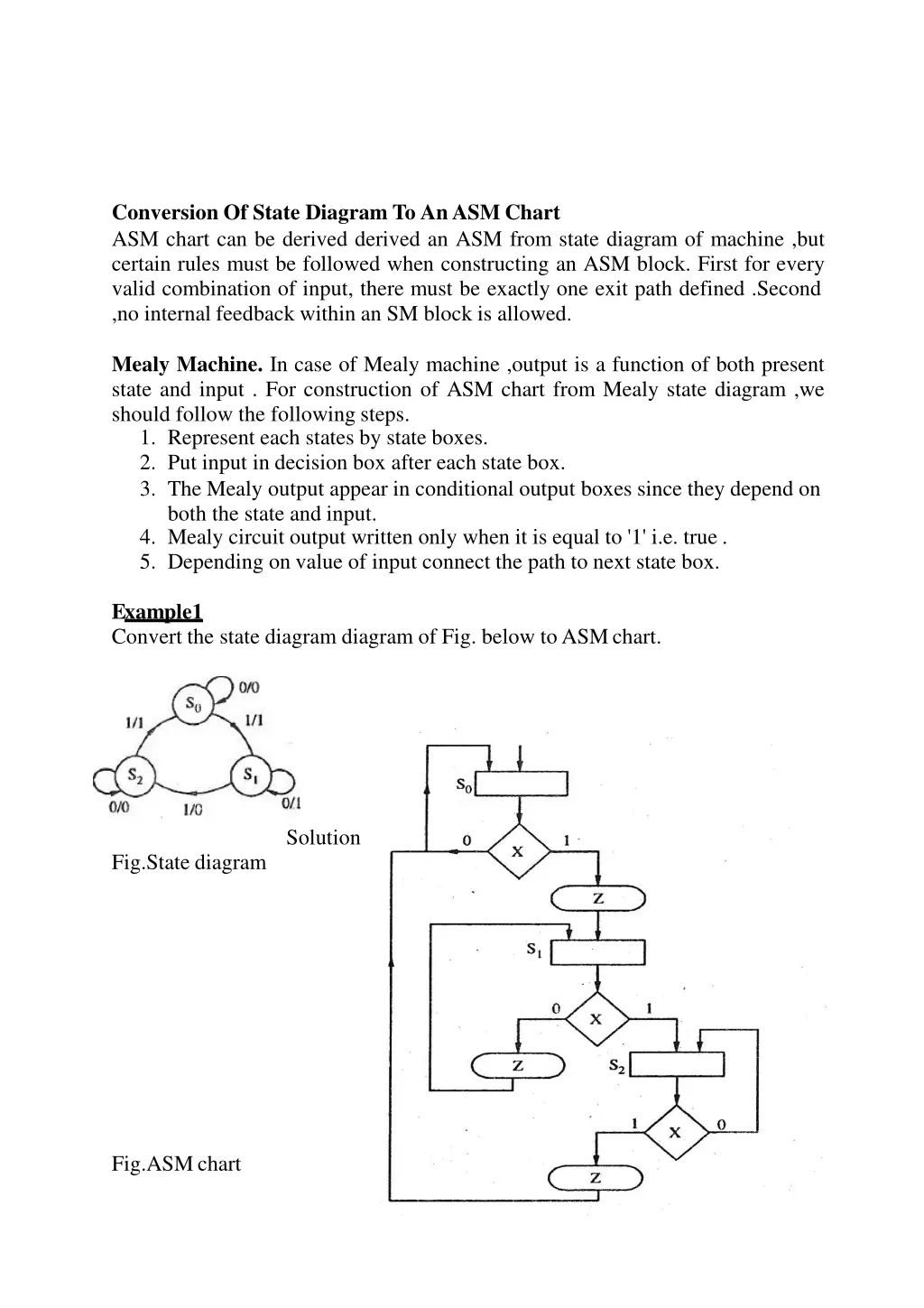 conversion of state diagram to an asm chart