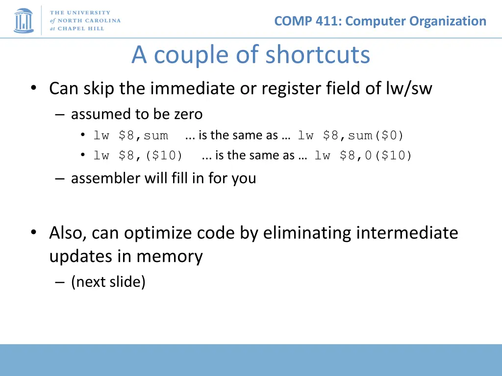 comp 411 computer organization 11