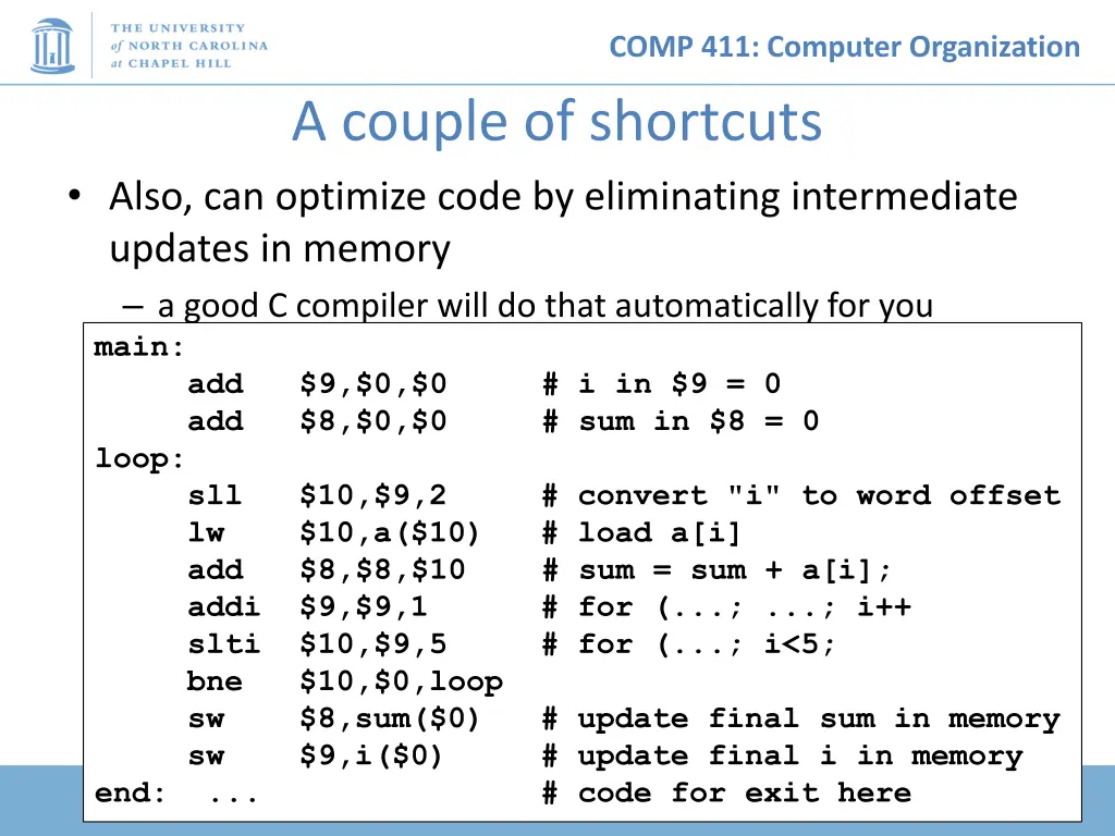 comp 411 computer organization 12