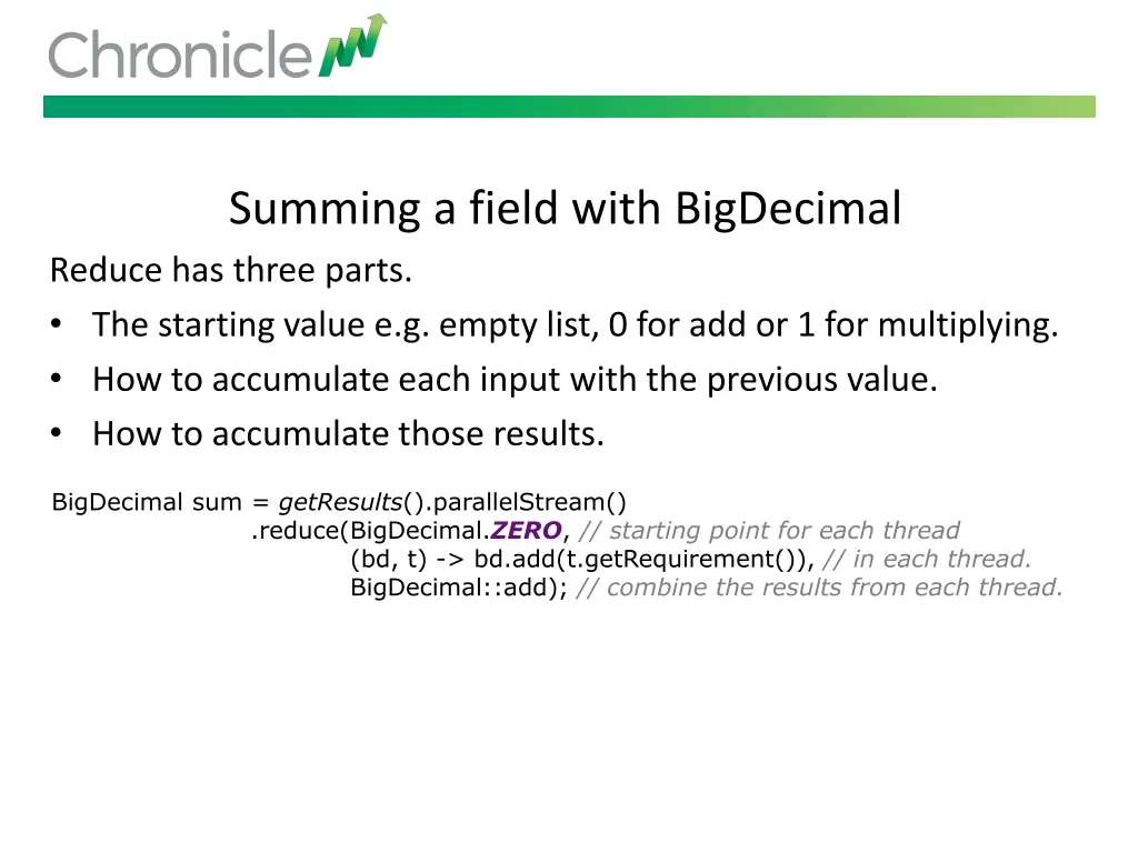 summing a field with bigdecimal reduce has three