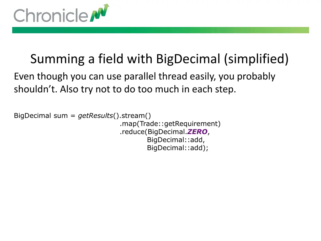summing a field with bigdecimal simplified even