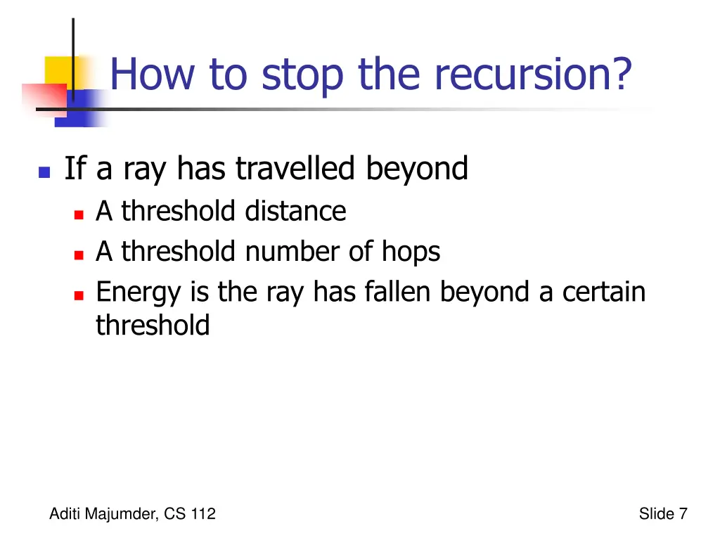 how to stop the recursion