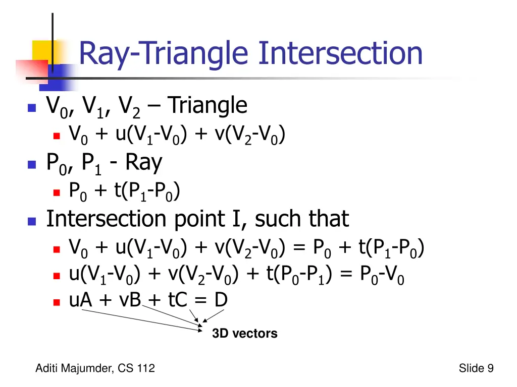 ray triangle intersection